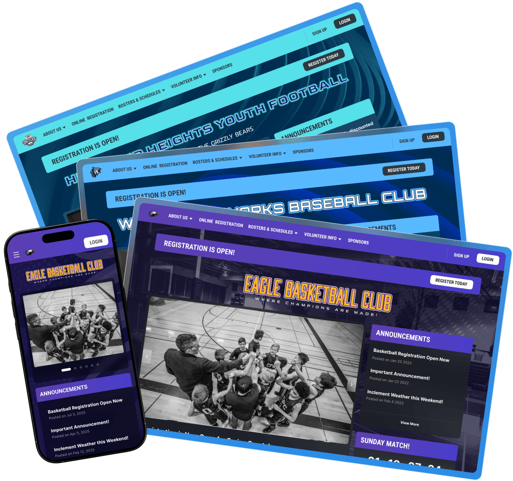 Jersey Watch websites for basketball, baseball, and football on desktop and mobile