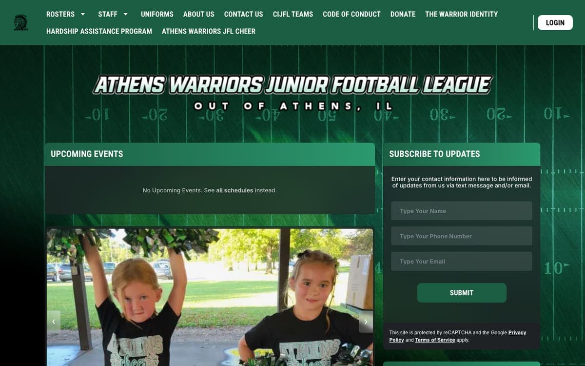 Athens Junior Football League website homepage