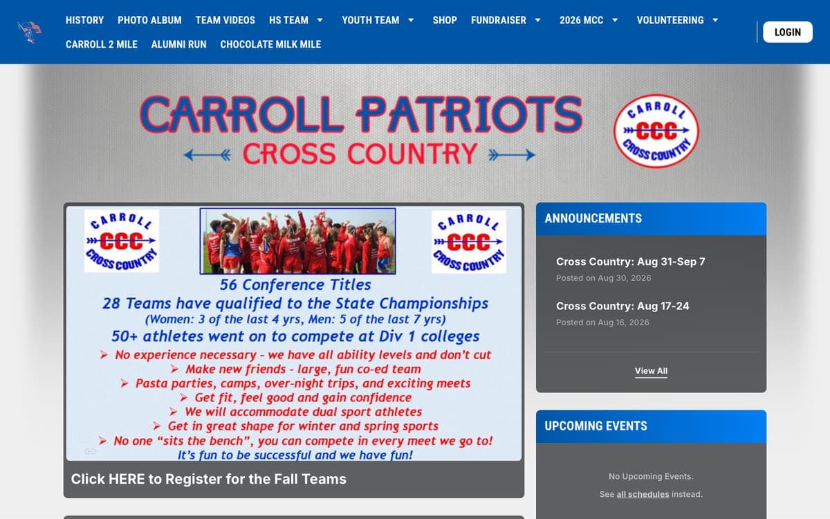 Carroll Cross Country website homepage