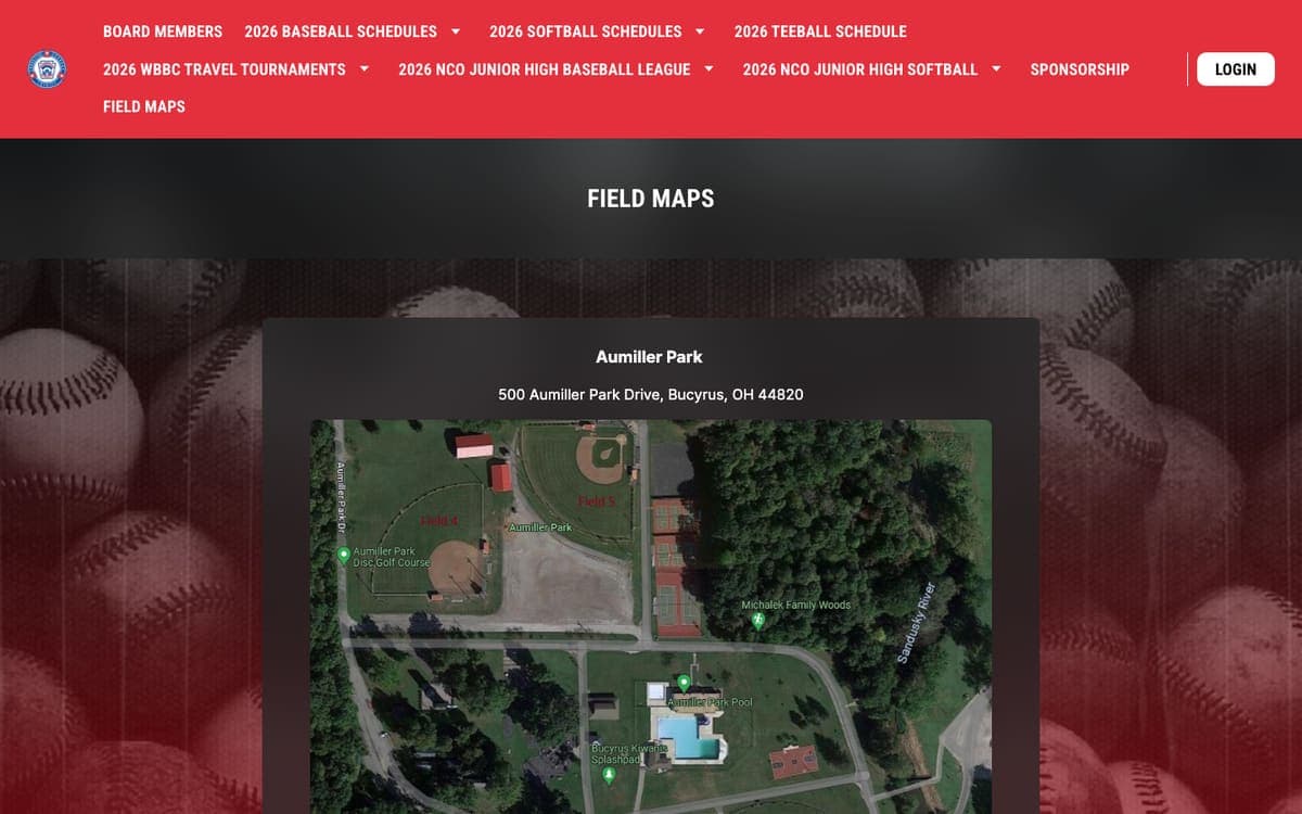 Bucyrus Little League Field maps page