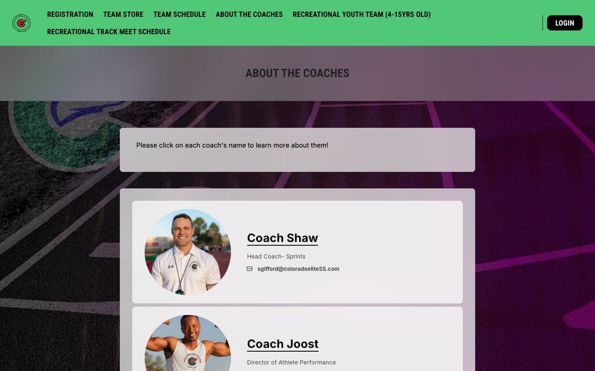 Colorado Elite Track Club About the coaches page