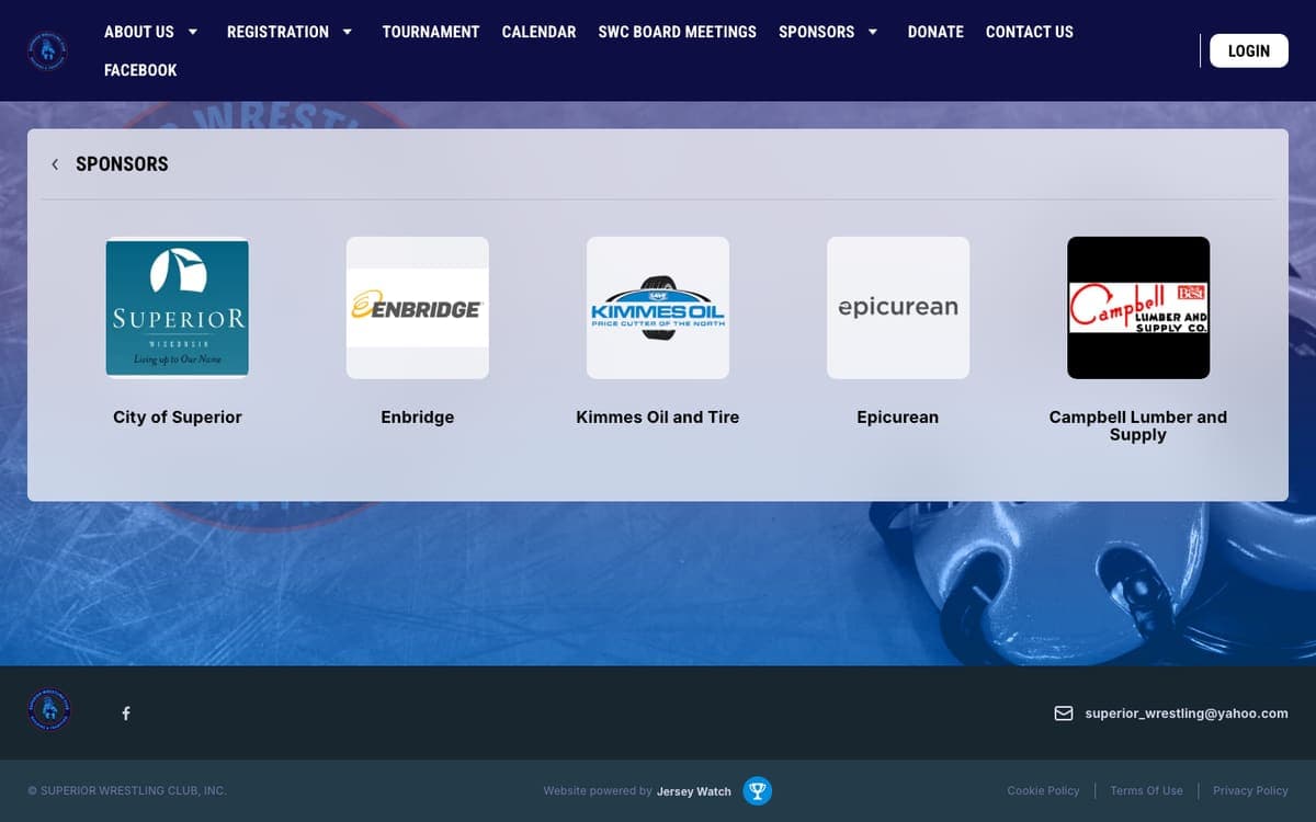 Superior Wrestling Club Current sponsors page