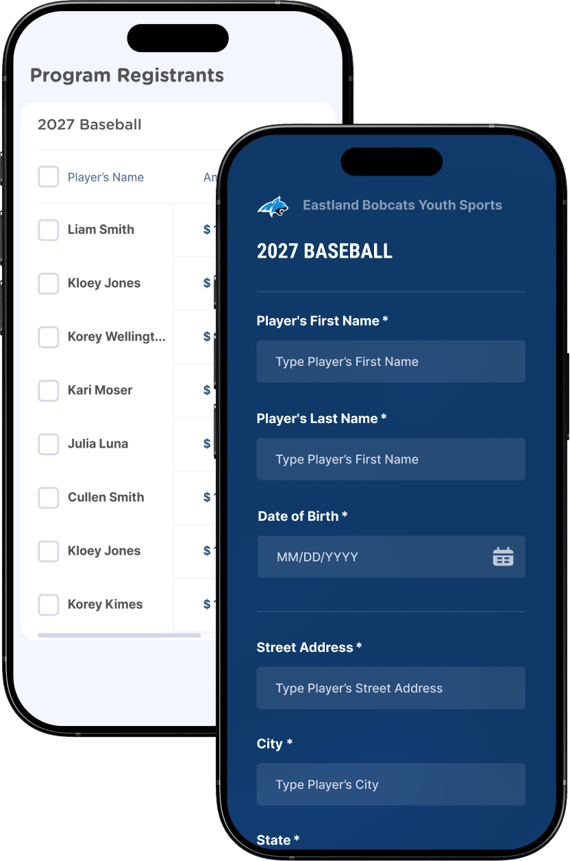 New registration program setup screen in Jersey Watch