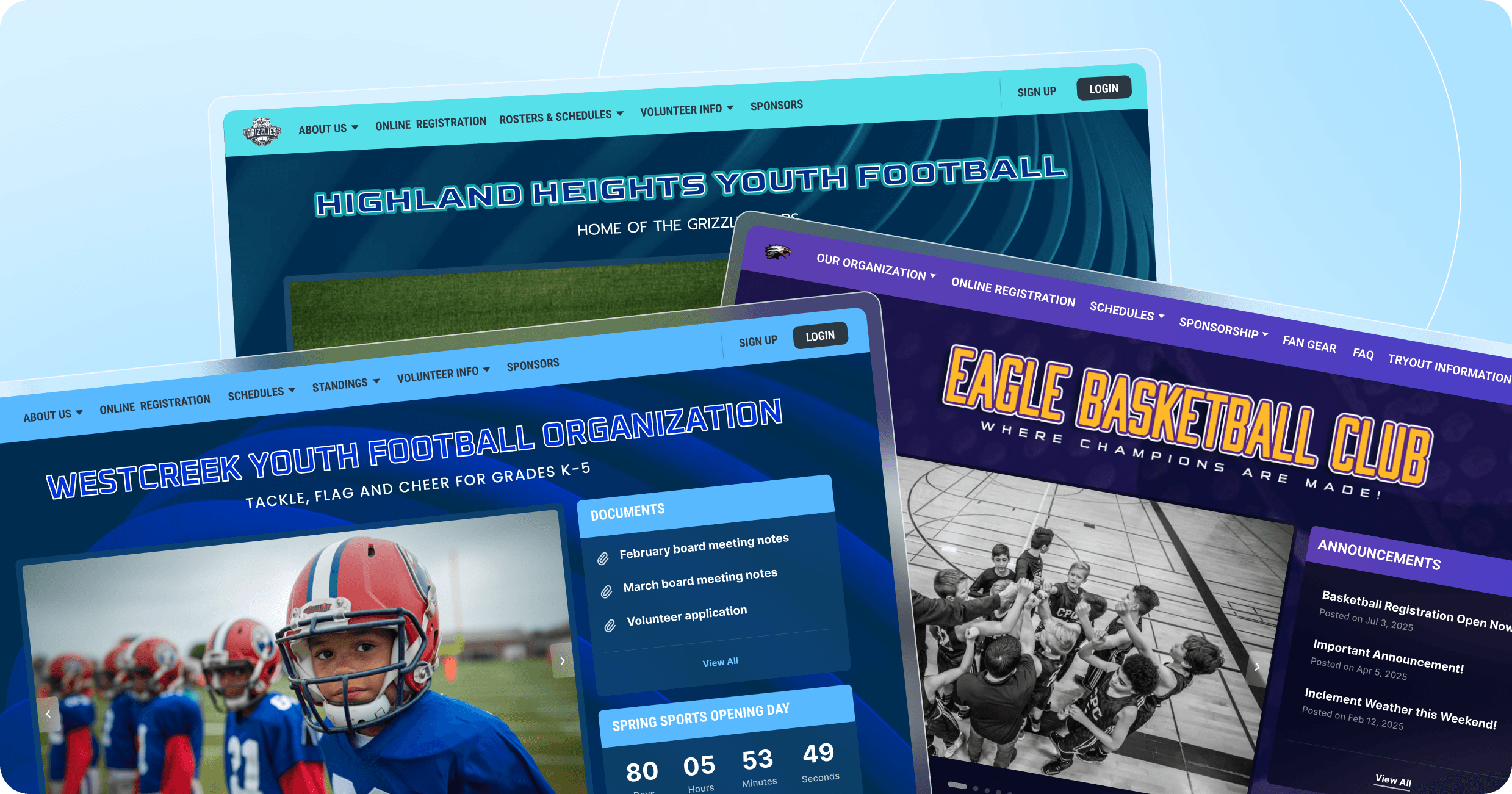 Website builder settings screen in Jersey Watch